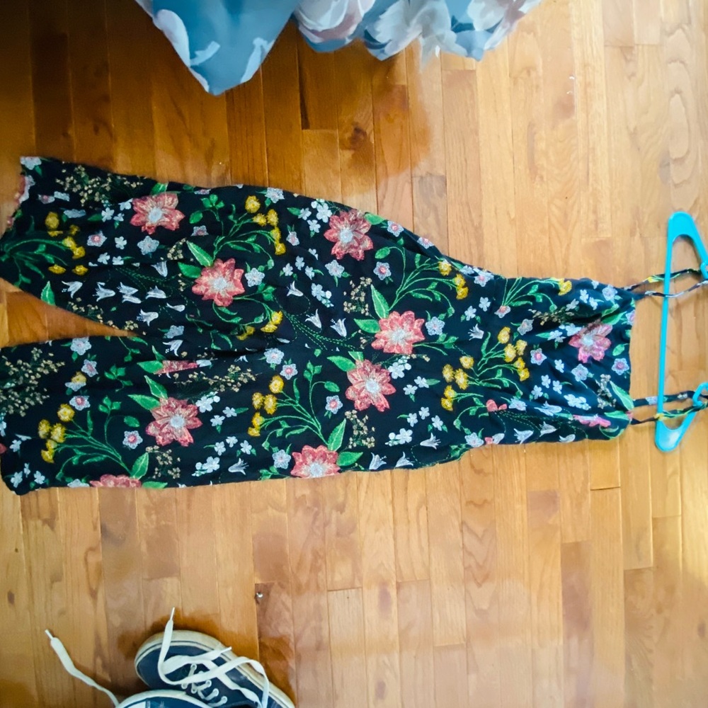Black Floral Cami Culottes Jumpsuit | Size M